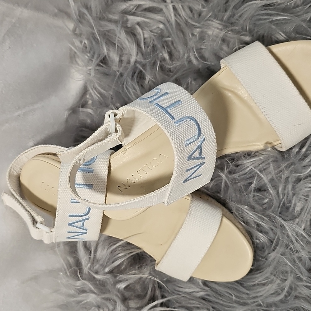 Nautica EUC sz 10 Canvas Wedge Sandals